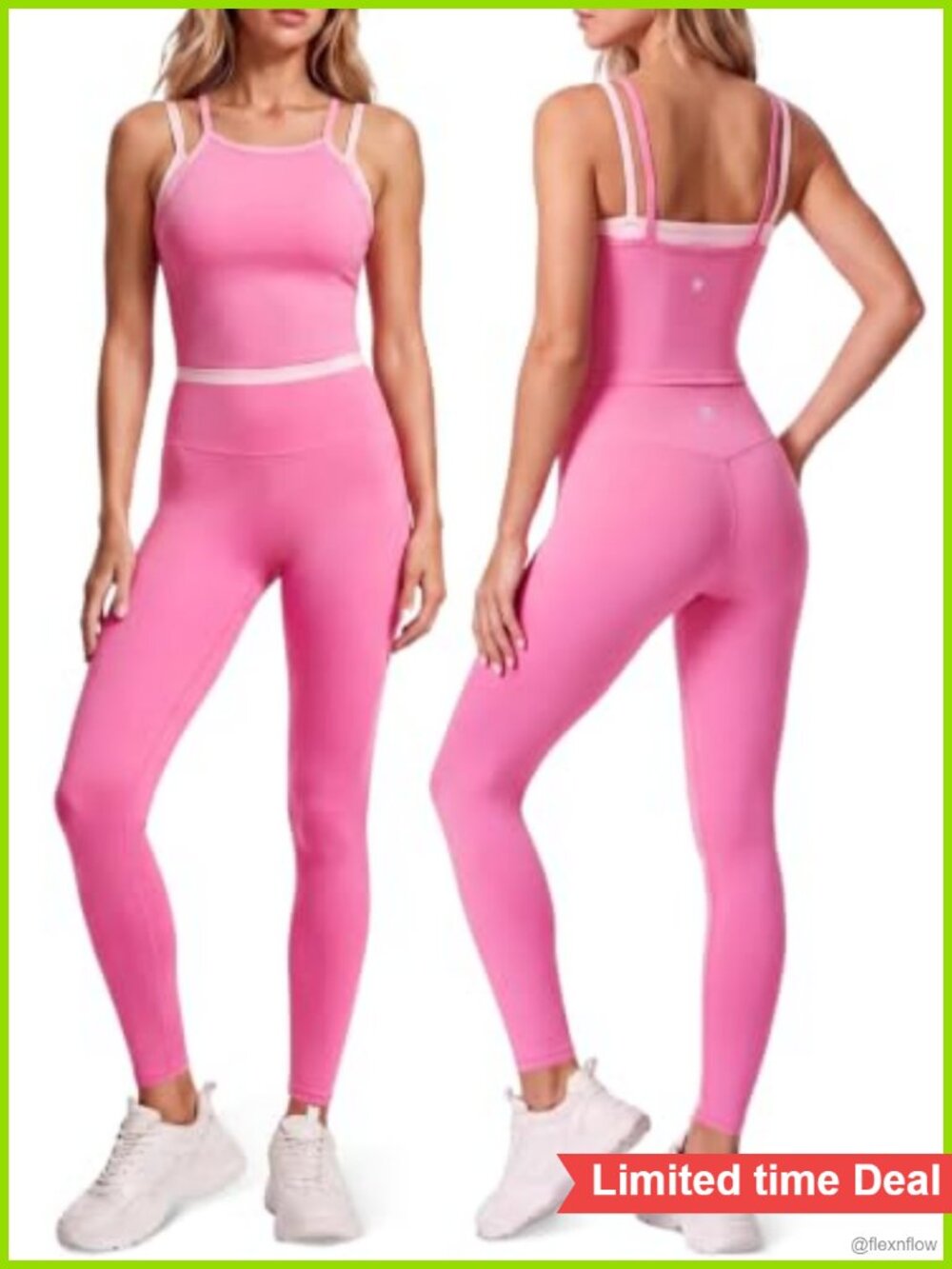 Aoysky Women's Workout Set Padded Tank Top High Waist Leggings 2 Piece